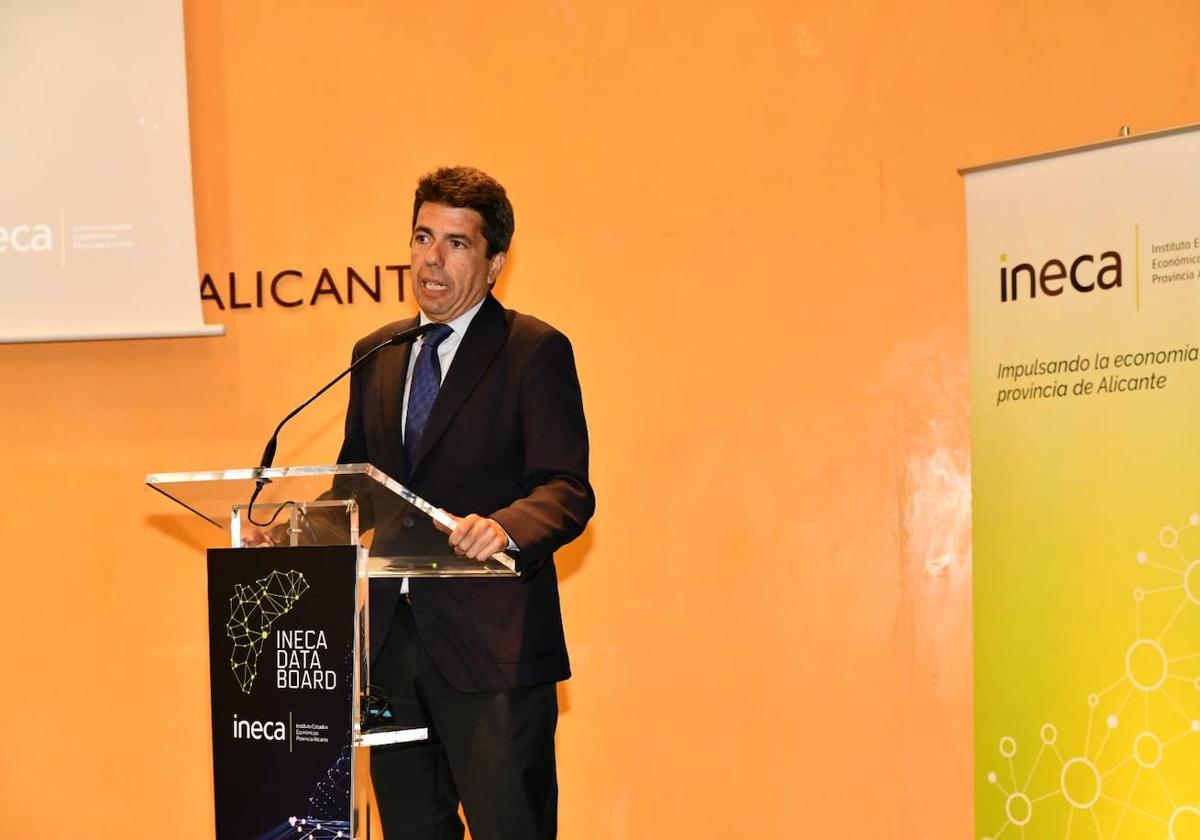 Carlos Mazón durante su participación en el evento de presentación del Ineca Data Board