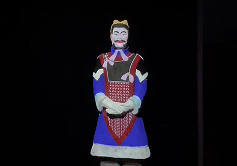 Un Guerrero de Xi'an pintado en 'videomapping'.