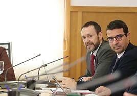 El vicerrector de Planificación Económica de la UA, Ángel Sánchez, (i) junto al de Ordenación Académica, Luis Alfonso Martínez.