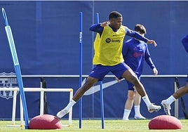 Ansu Fati, en el entrenamiento de este viernes antes de medirse al Elche