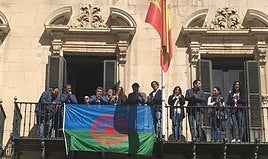 La bandera gitana pende del consistorio alicantino en una imagen de archivo.