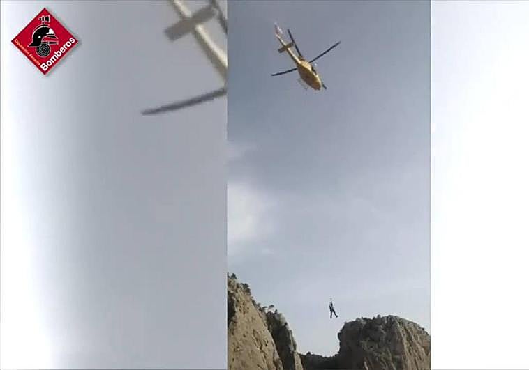 Rescate del senderista con el helicóptero en el Cabeçó d'Or.