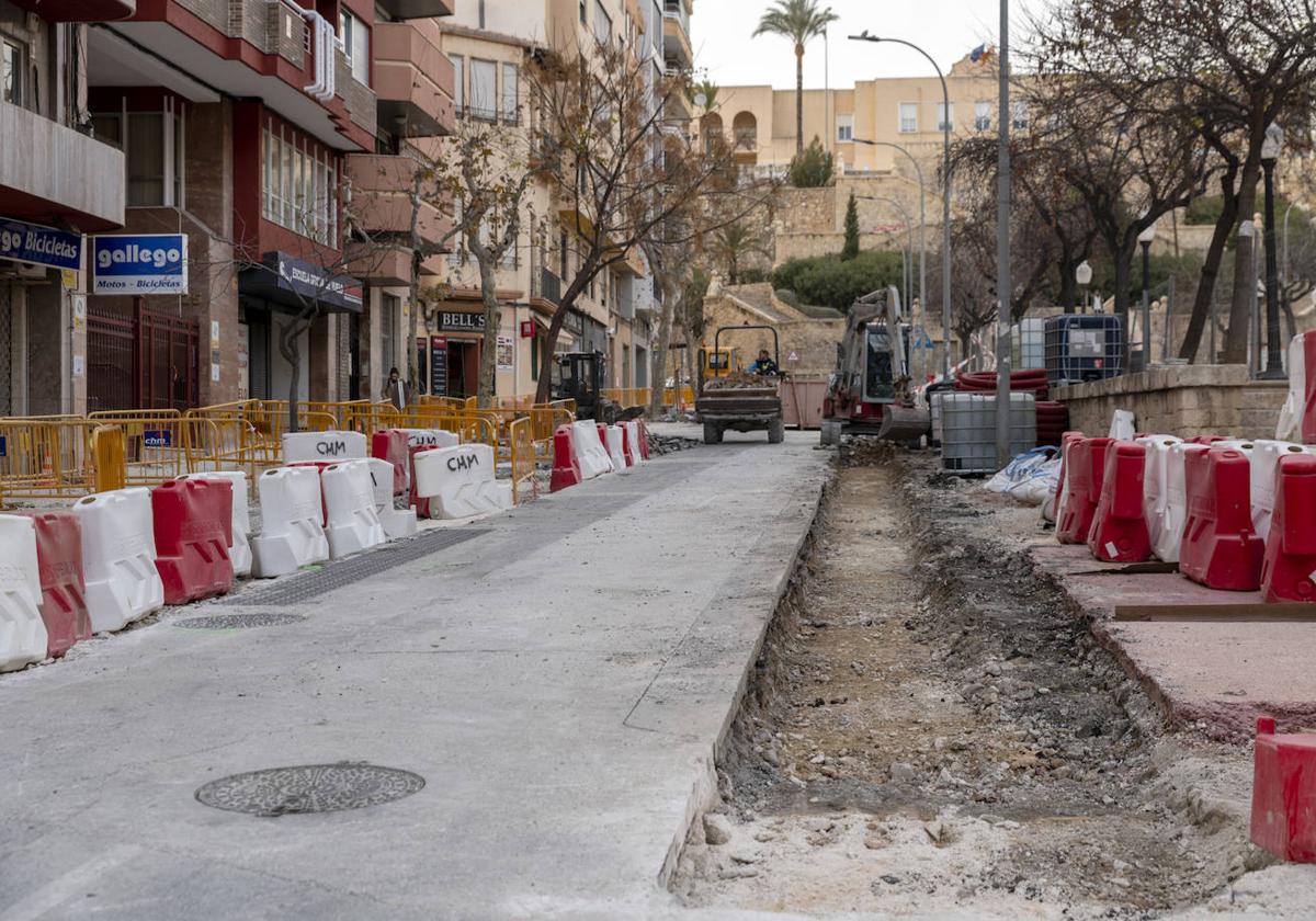 Obras de la avenida General Marvá, del centro de Alicante