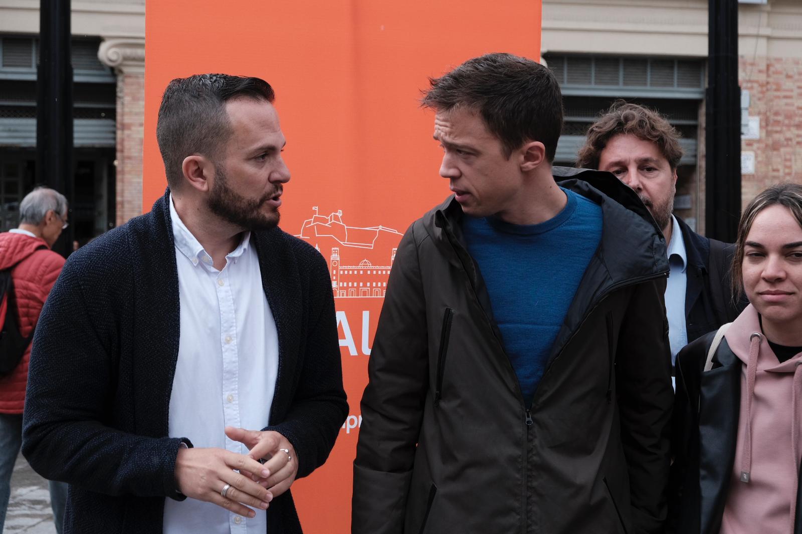 El candidato a la Alcaldía de Alicante de Compromís, Rafa Mas, y el Presidente de Más País, Íñigo Errejón.