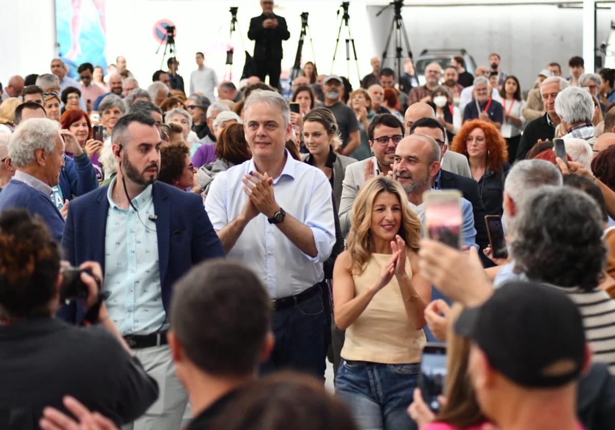 La vicepresidenta del gobierno llegando al acto en Alicante.