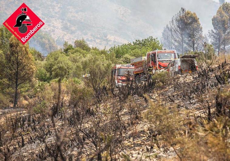 Los aguaceros ponen en riesgo la recuperación de la zona devastada por el fuego en Vall d'Ebo