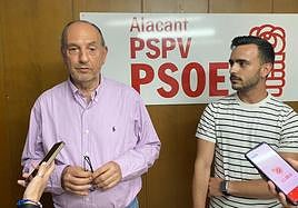 El secretario local del PSPV de Alicante, Miguel Millana, y el coordinador del Comité Electoral, Miguel Ángel Nicolás.