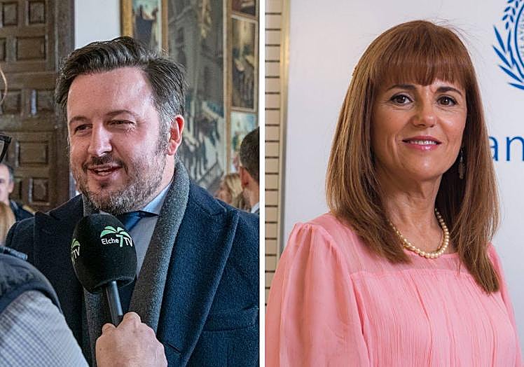 El futuro alcalde de Elche, Pablo Ruz, y la líder de VOX en Elche, Aurora Rodil.