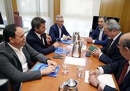 Carlos Mazón, en la reunión con los miembros de Vox.