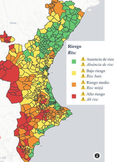 Mapa de alertas por altas temperaturas el día 19 de julio.