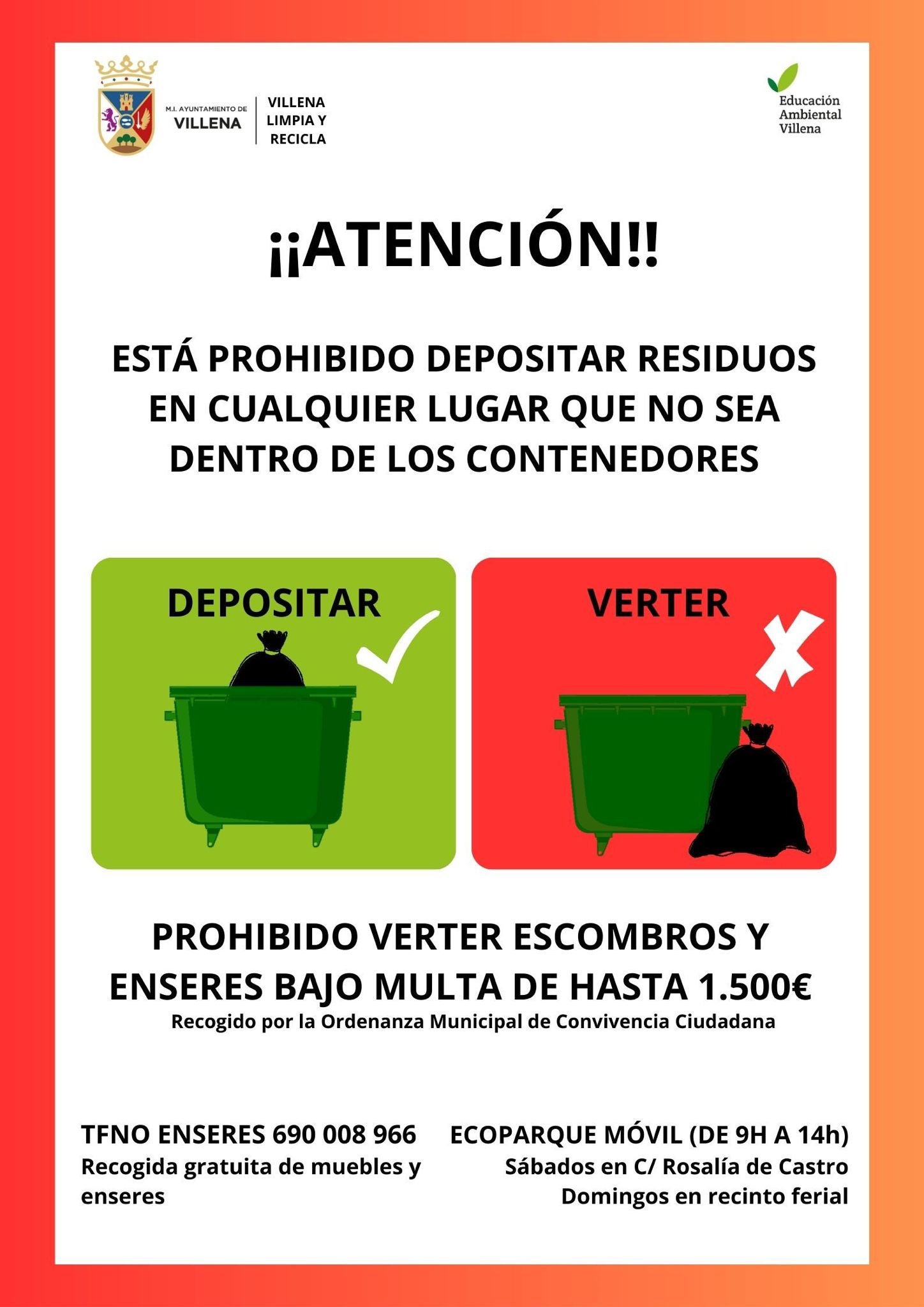 Cartel que ha distribuido el Ayuntamiento para evitar los vertidos incontrolados.
