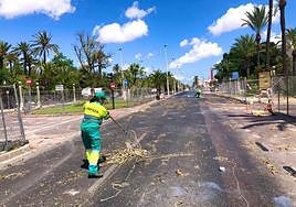 El servicio de limpieza de Elche durante el turno de día.