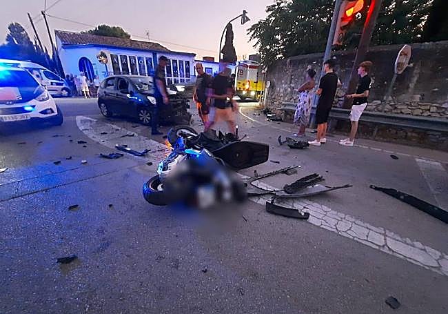 Moto en el accidente