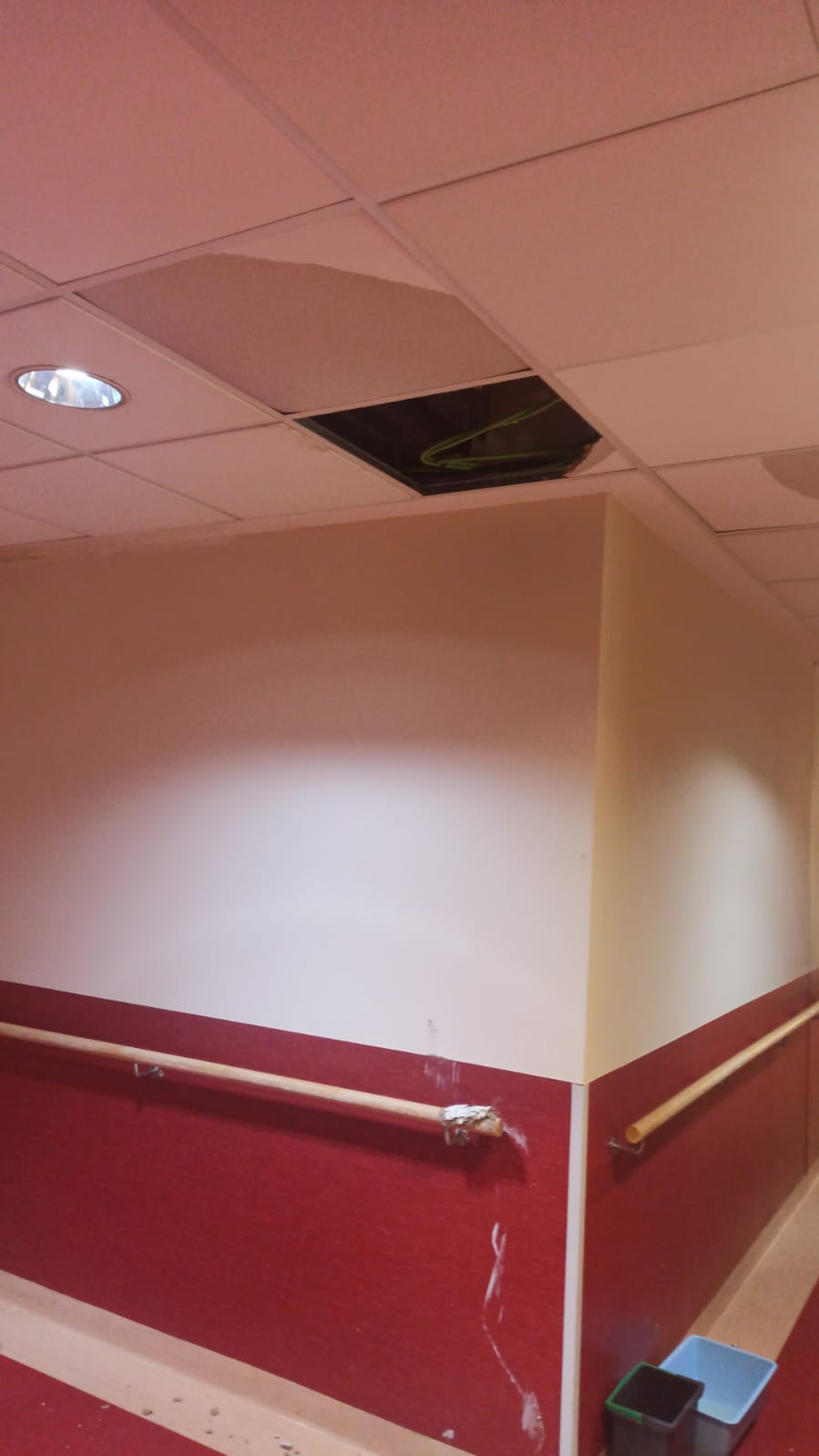 Imagen principal - Las filtraciones se han extendido por diversas estancias del centro.