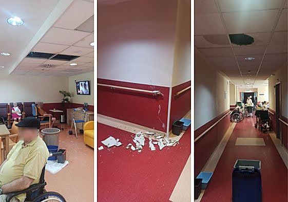 Efectos causados por las lluvias en el interior del geriátrico.