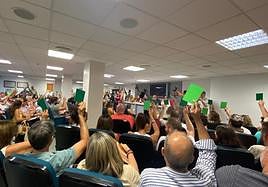 Momento de votación de la asamblea de las Hogueras.