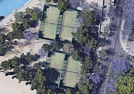 Vista aérea de las pistas de pádel de la Ciudad Deportiva.