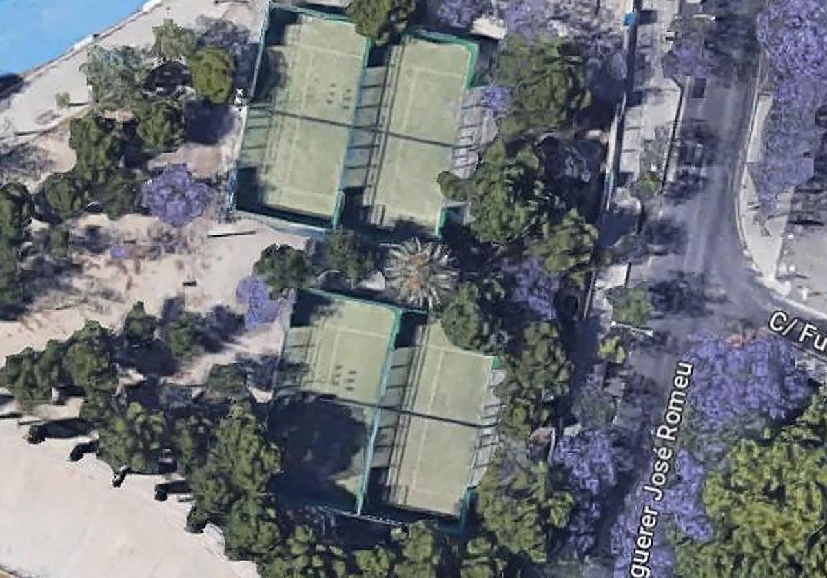 Vista aérea de las pistas de pádel de la Ciudad Deportiva.