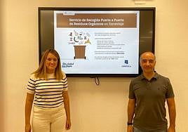 La edil de Aseo Urbano del Ayuntamiento de Torrevieja, María José Ruiz, y el presidente de la Asociación de Empresas de Hostelería de Torrevieja y Comarca (Aehtc), José Ignacio Pastor.