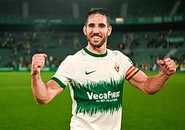 Pedro Bigas celebra la victoria ante el Amorebieta