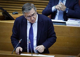 José Antonio Rovira, el conseller de Educación durante su intervención este jueves en Les Corts.