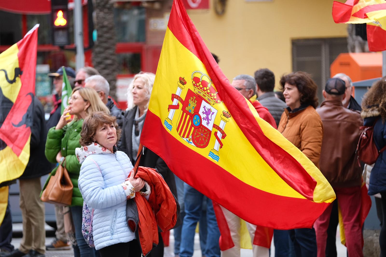 Fallida lectura de un manifiesto de Vox frente a la sede del PSOE de Alicante