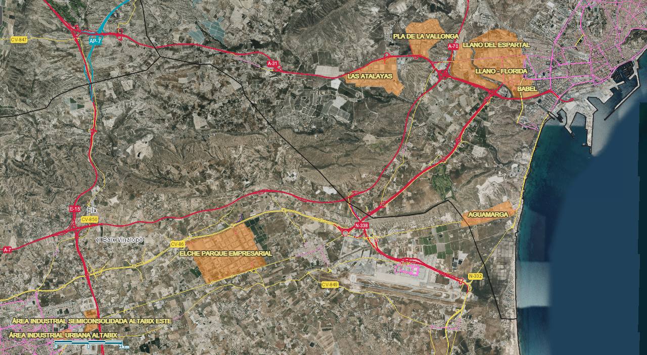 El polígono de Aguamarga se convierte en la &#039;Y&#039; estratégica entre Elche y Alicante
