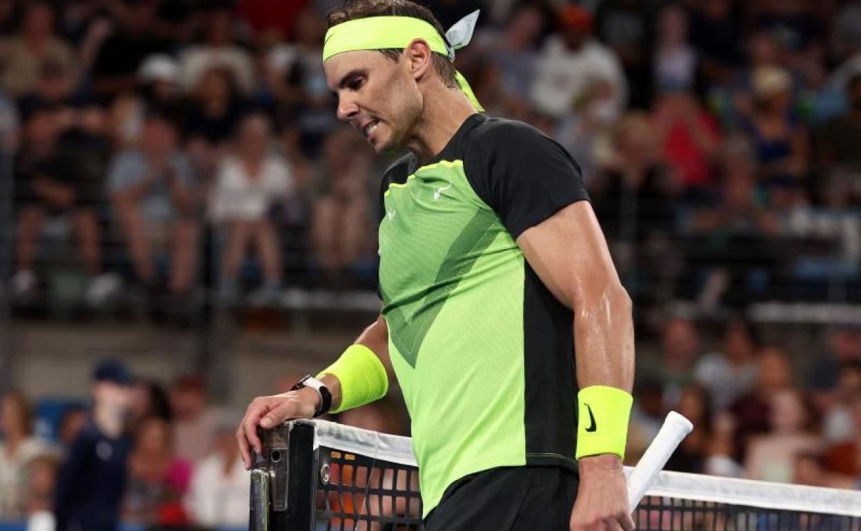 Rafa Nadal, cariacontecido durante el partido ante De Miñaur. 