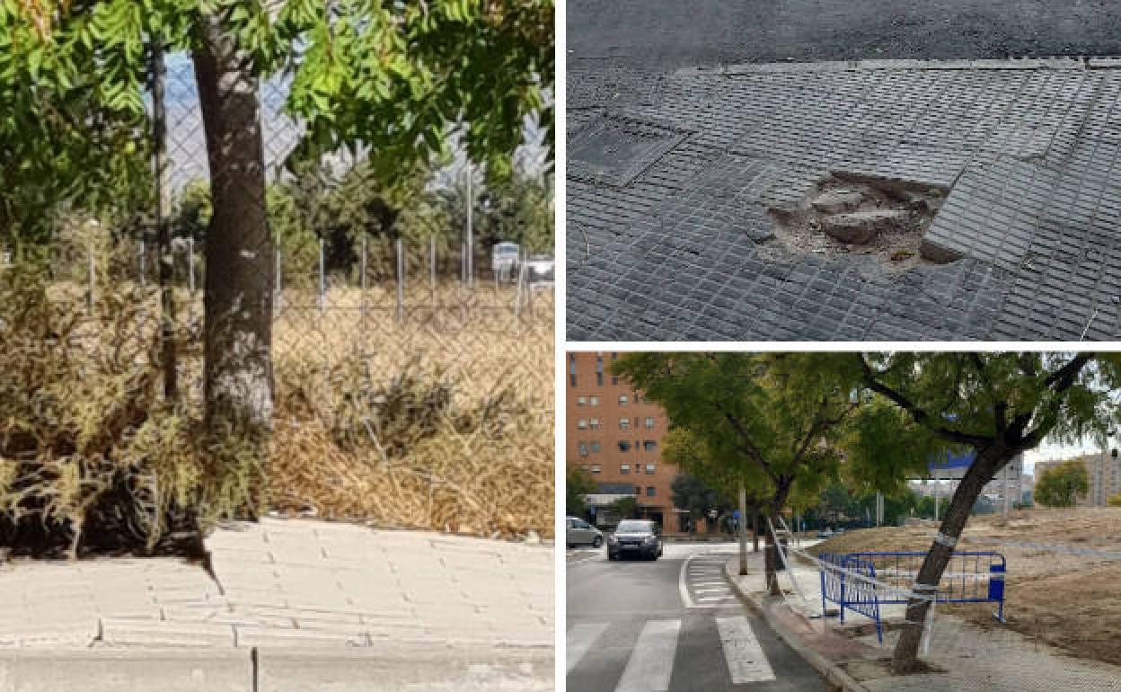 Algunos de las aceras en mal estado en la ciudad.