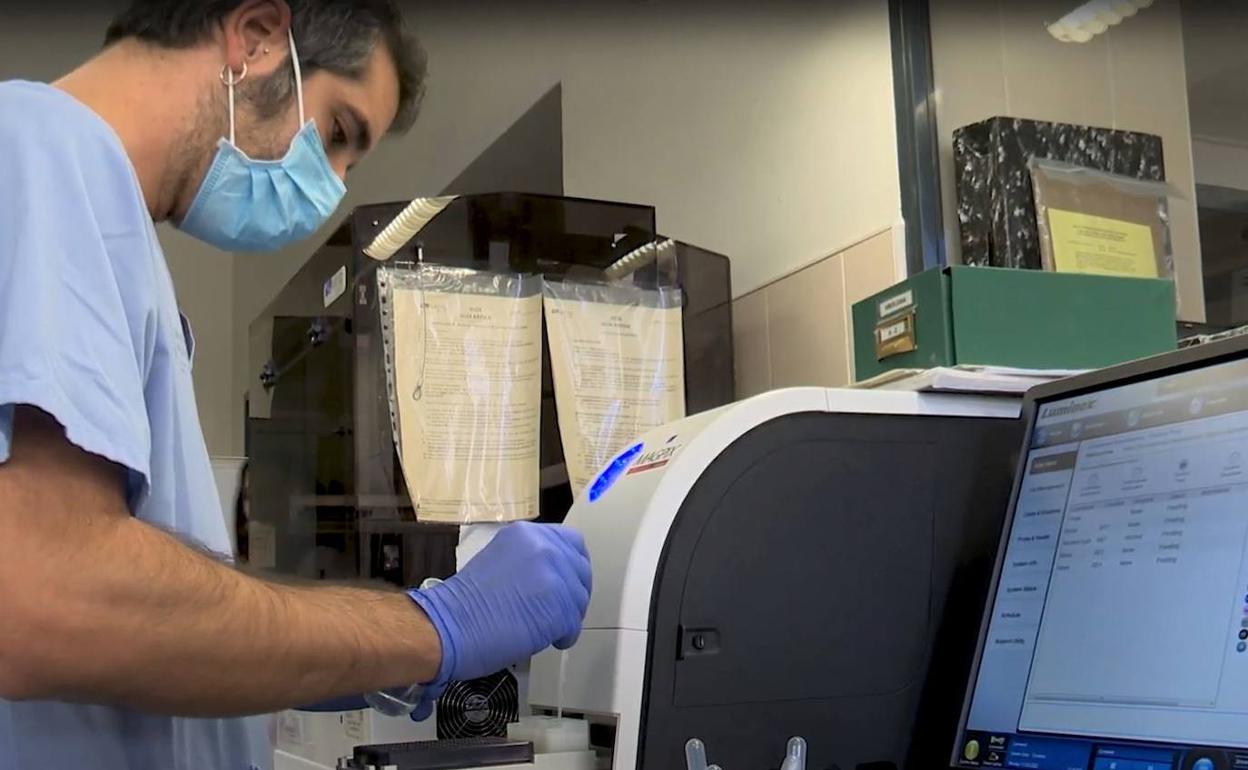 Un trabajador en un laboratorio clínico en un hospital público.