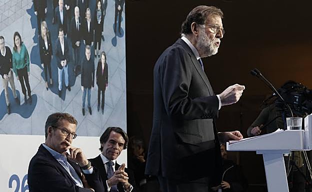 El expresidente Mariano Rajoy durante su discruso en la Intermunicipal.
