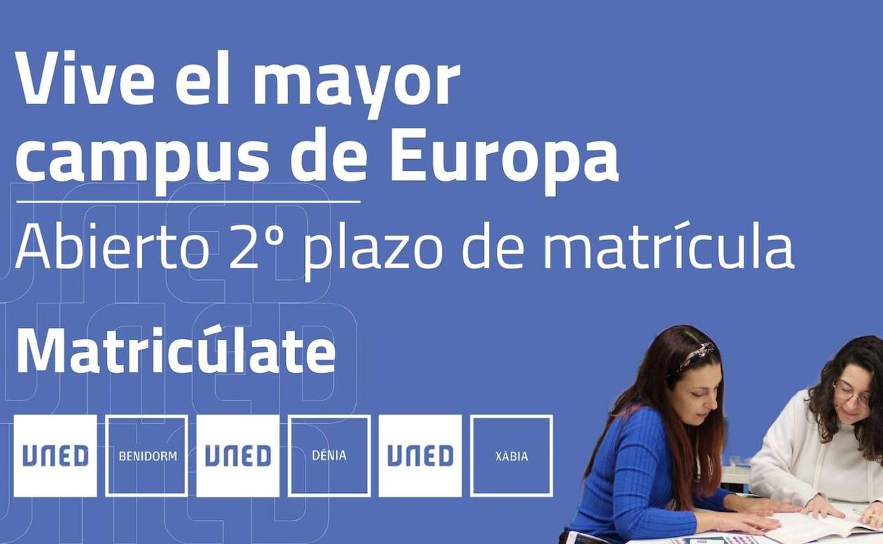 Cartel sobre la matriculación en UNED. 