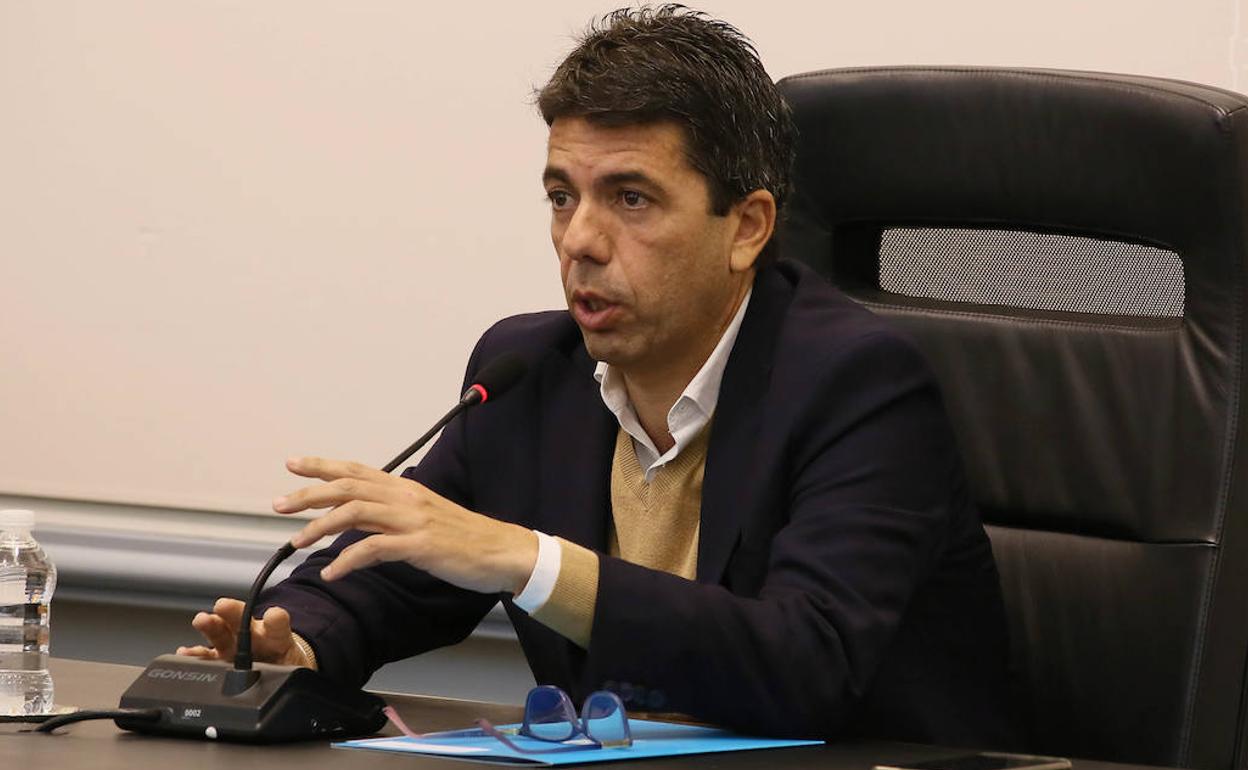 Carlos Mazón, este jueves, en el Pleno extraordinario.