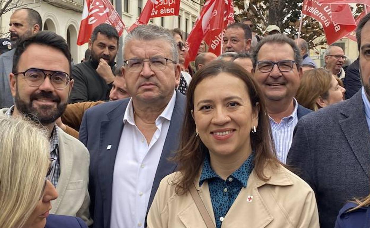 Adrián Santos, candidato por Alicante; Fernando Llopis, portavoz adjunto en Les Corts; Yaneth Giraldo, diputada auotonómica y José Miguel Saval.
