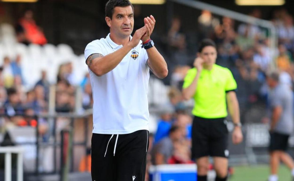 Rubén Torrecilla, nuevo entrenador del Hércules, durante un partido con el Castellón. 