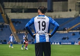 Mangada, durante un partido en el Rico Pérez.