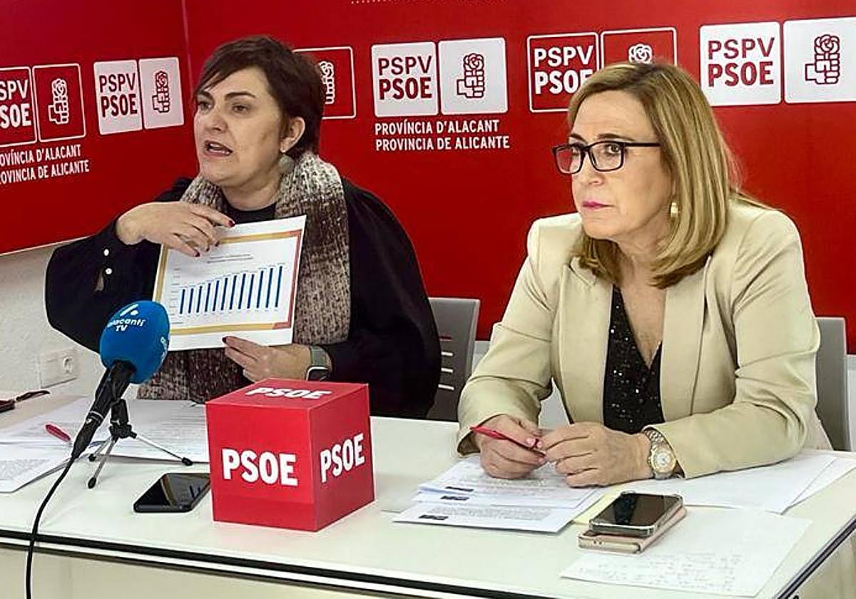 Las diputadas socialistas Patricia Blanquer y Araceli Poblador.
