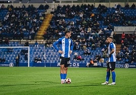 Mangada y Artiles, durante un partido en el Rico Pérez.