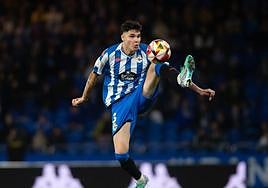 Retu, durante un partido con el Deportivo.