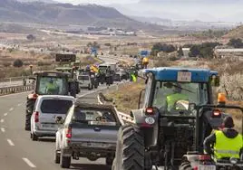 Tractorada organizadas por los agricultores a modo de protesta.