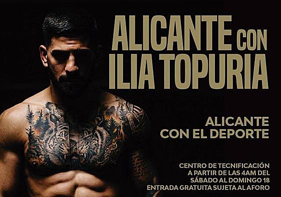 El luchador de UFC Ilia Topuria en los carteles de apoyo del Ayuntamiento.