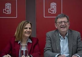 Ximo Puig y la vicesecretaria general del PSPV, Pilar Bernabé, en la última ejecutiva nacional.