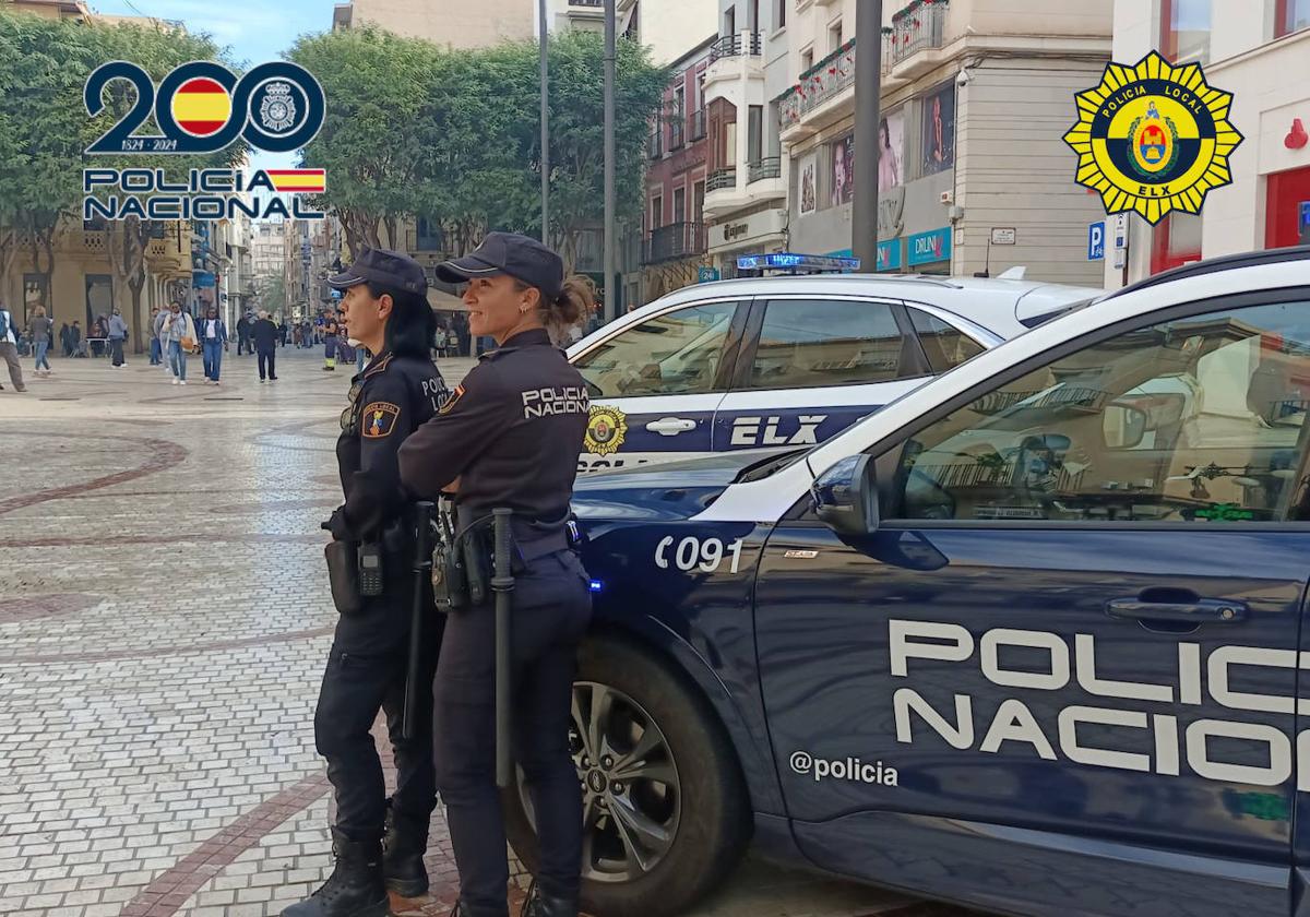 Patrulla conjunta Policía Nacional y Local de Elche.
