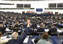Sesión de votación en el pleno del Parlamento Europeo en Estrasburgo.