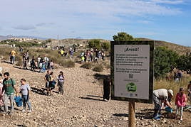 Voluntarios durante la reforestación del Monter Orgegia.