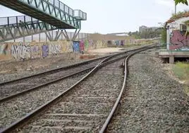 Vías del tren en la parada del barrio de San Gabriel.