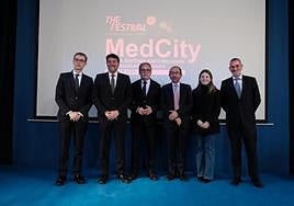 Las autoridades, en la presentación del Festival MedCity en la Casa Mediterráneo.