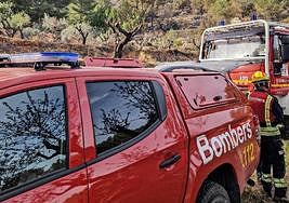 Camiones de Bomberos en la zona afectada.