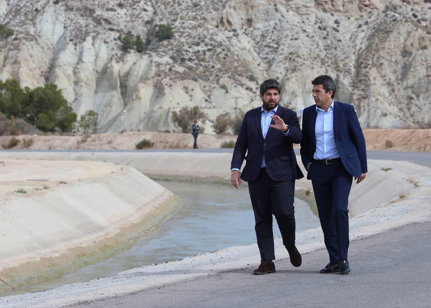 López Miras y Mazón, han recorrido a primera horas las instalaciones del trasvase a su paso por Murcia.