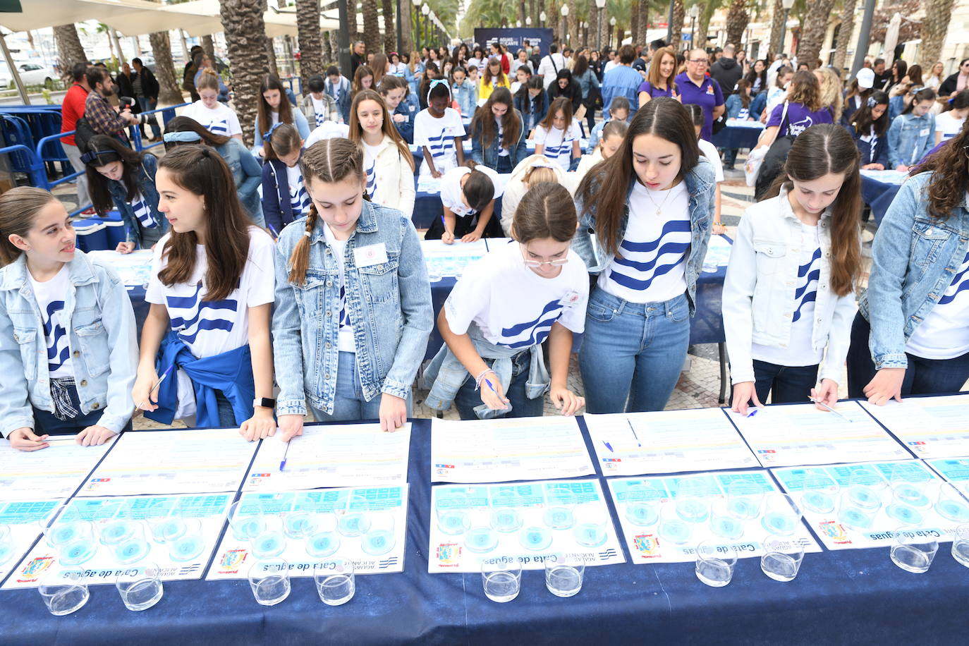 Las candidatas a Bellea del Foc realizan una cata de aguas a ciegas